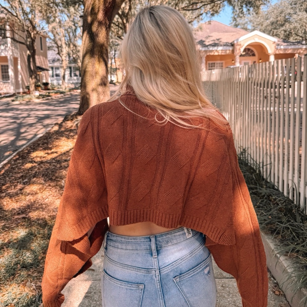 Cropped Poncho Sweater